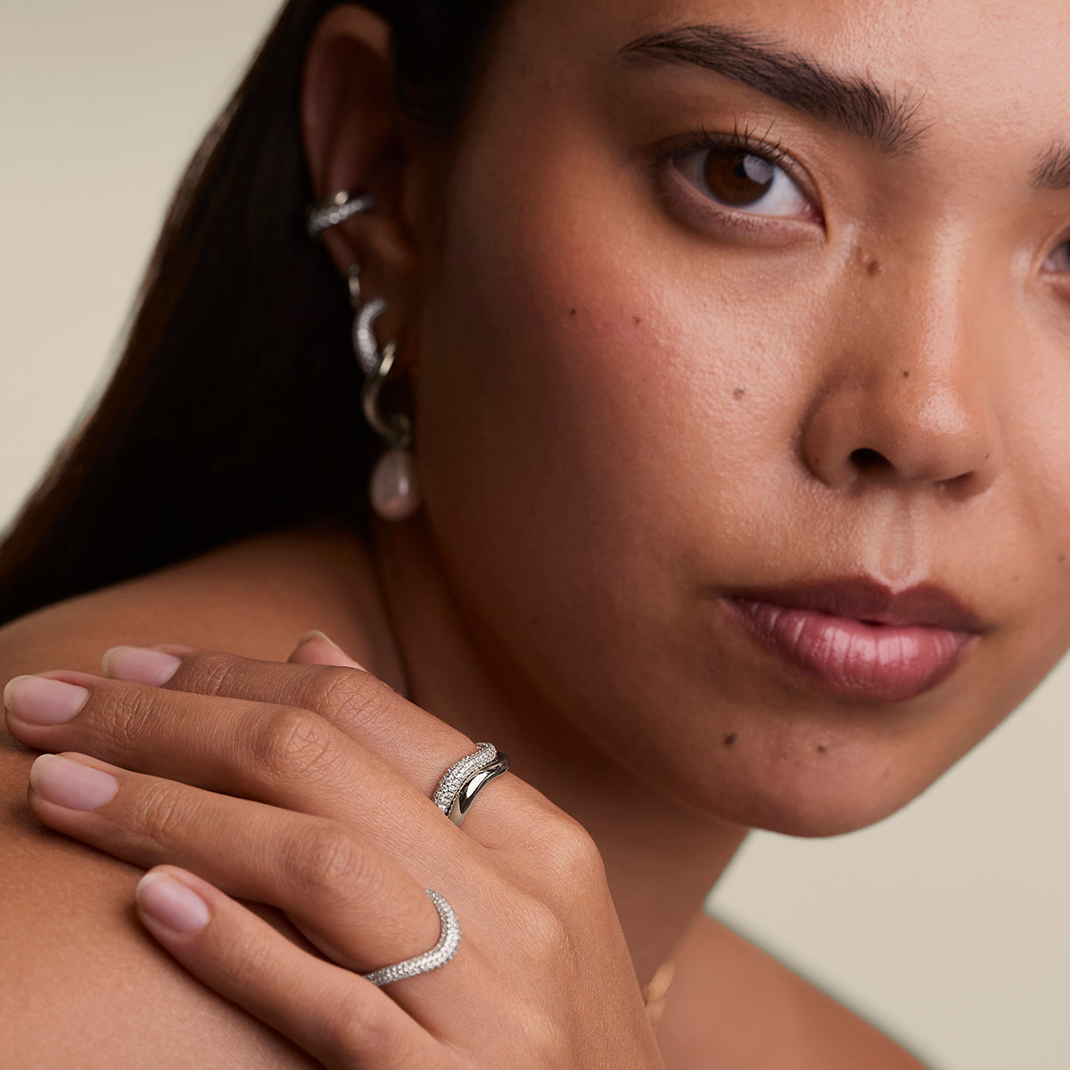 Wave Crystal Ring in Silver-Astrid & Miyu
