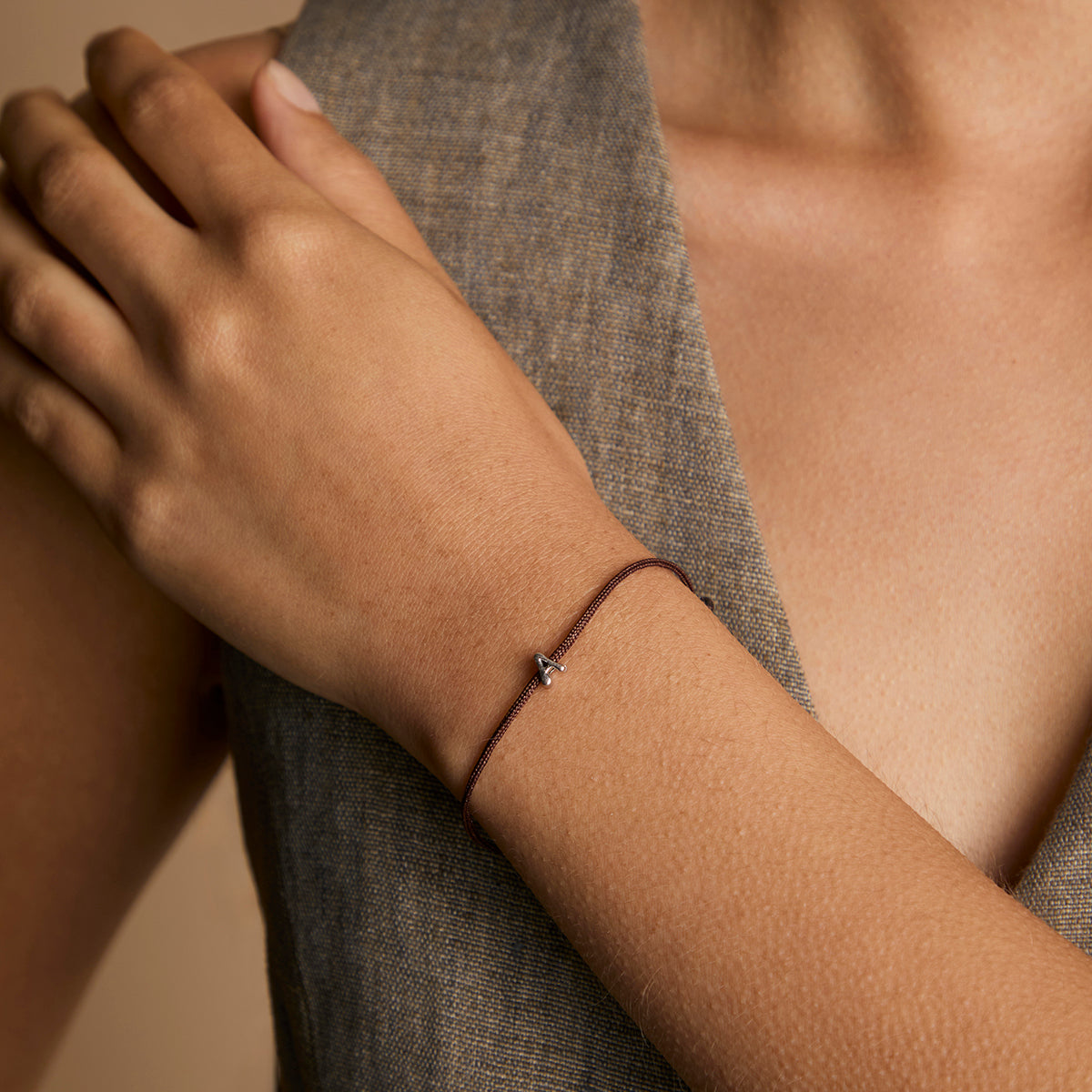 A Initial Click Charm in Solid White Gold-Astrid & Miyu
