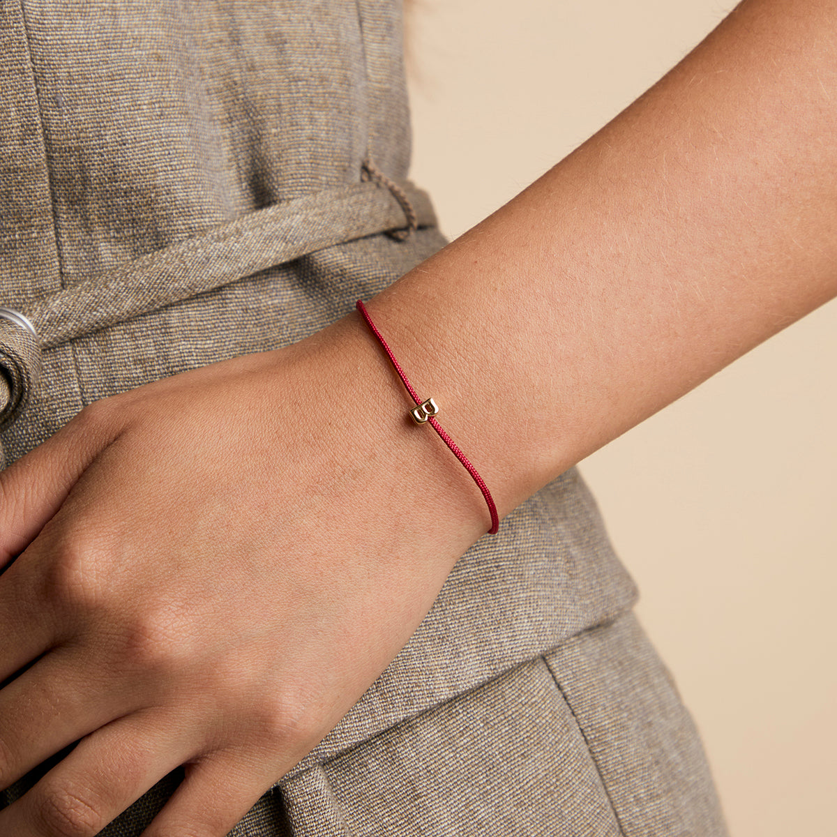 B Initial Click Charm in Solid Gold-Astrid & Miyu