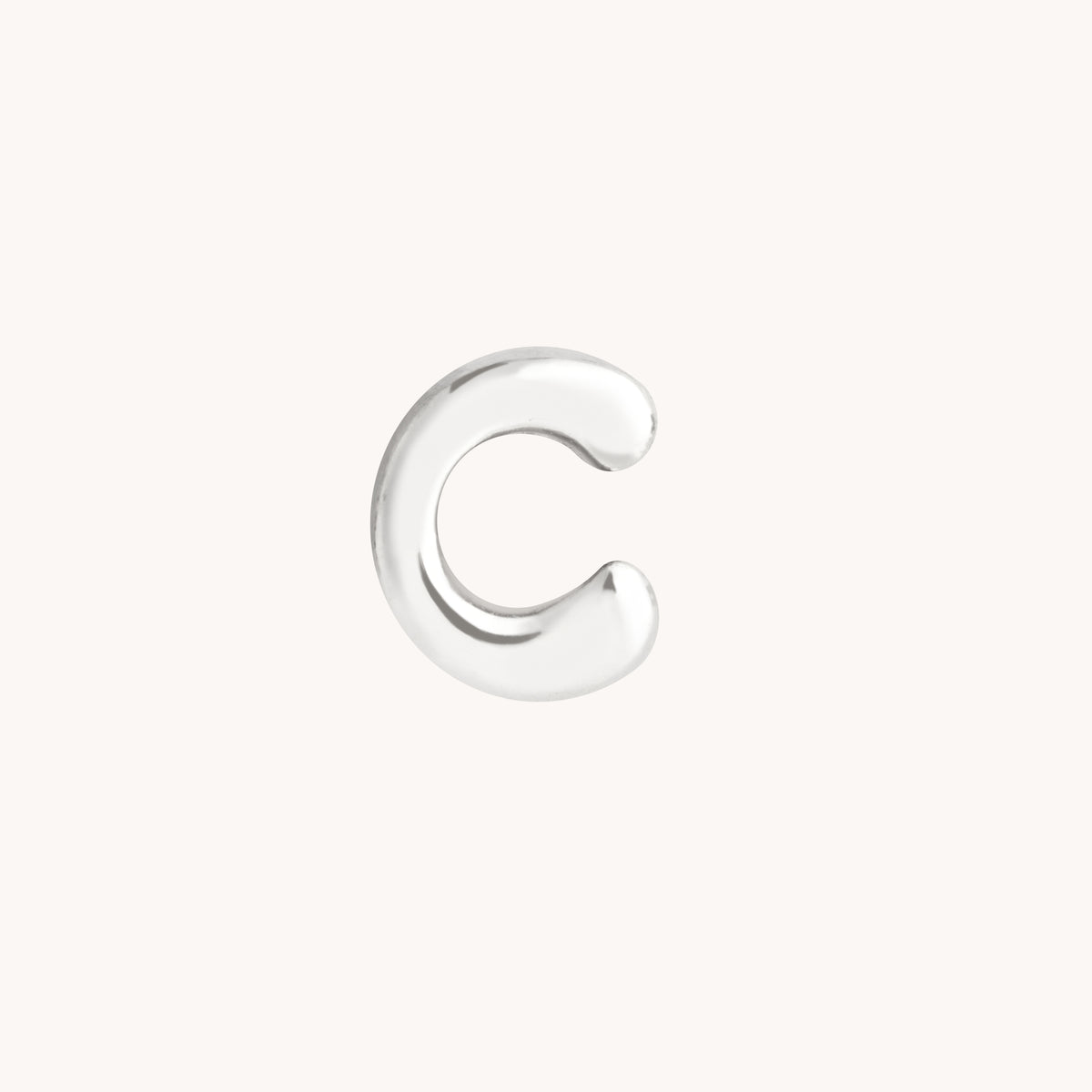 C Initial Click Charm in Solid White Gold-Astrid & Miyu