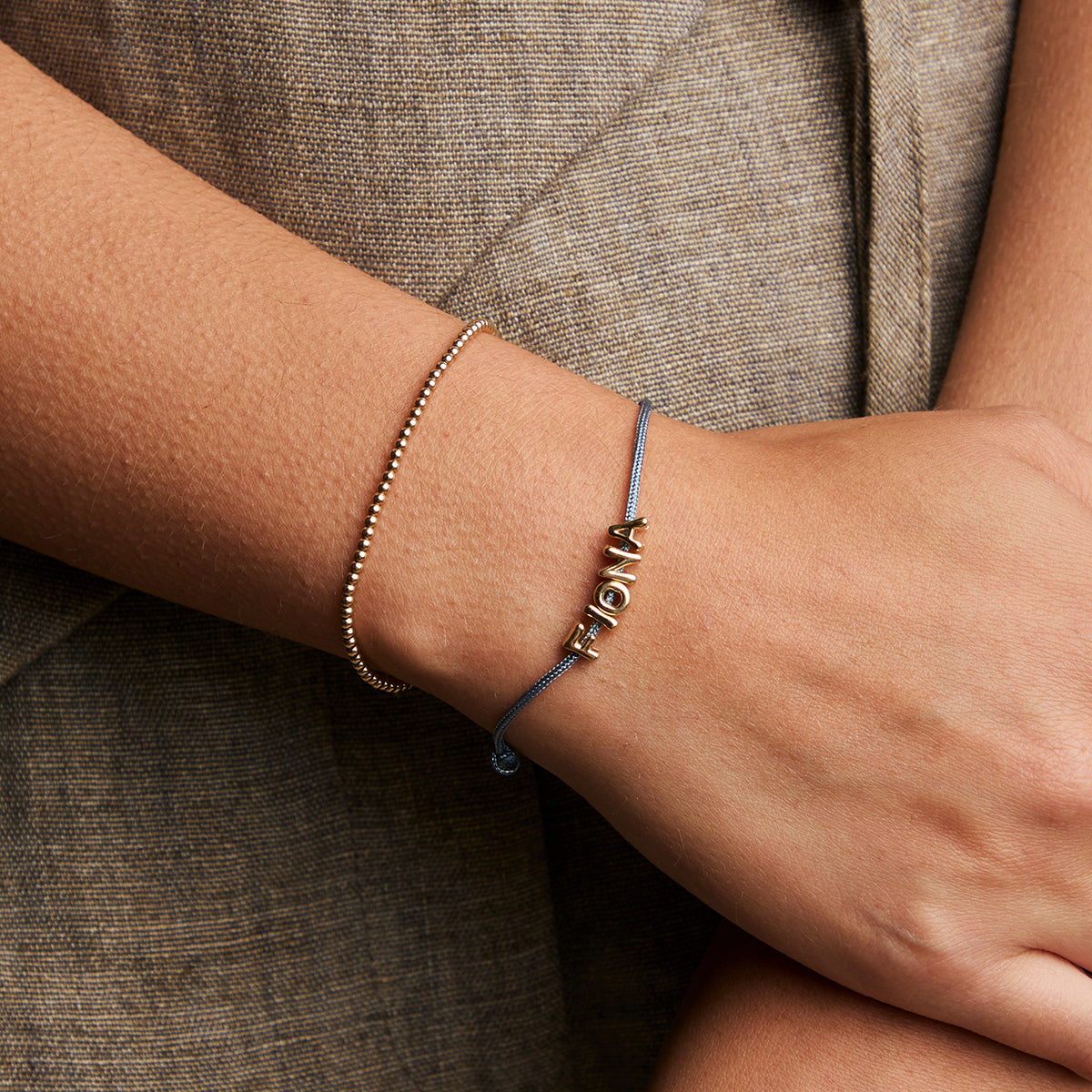 F Initial Click Charm in Solid Gold-Astrid & Miyu