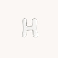 H Initial Click Charm in Solid White Gold-Astrid & Miyu