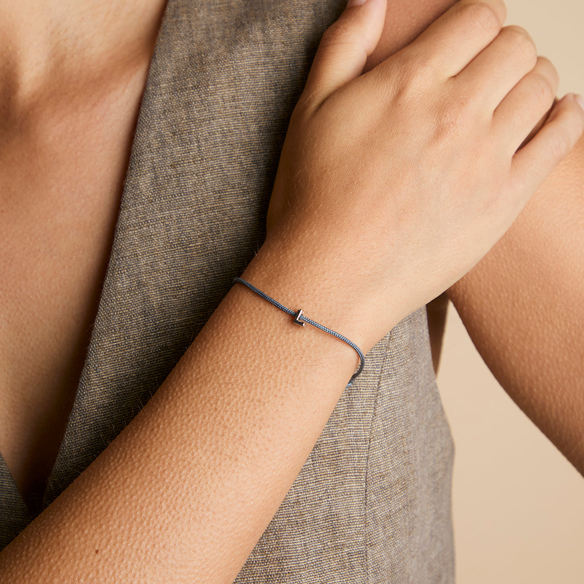 L Initial Click Charm in Solid White Gold-Astrid & Miyu