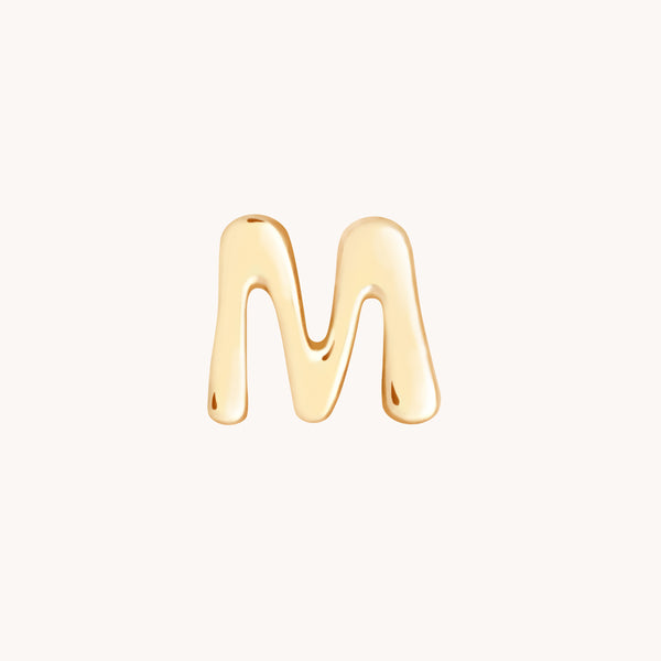 M Initial Click Charm in Solid Gold-Astrid & Miyu