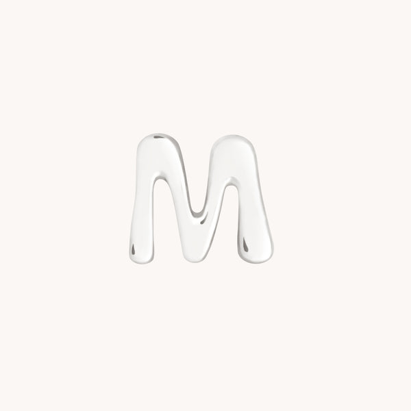M Initial Click Charm in Solid White Gold-Astrid & Miyu