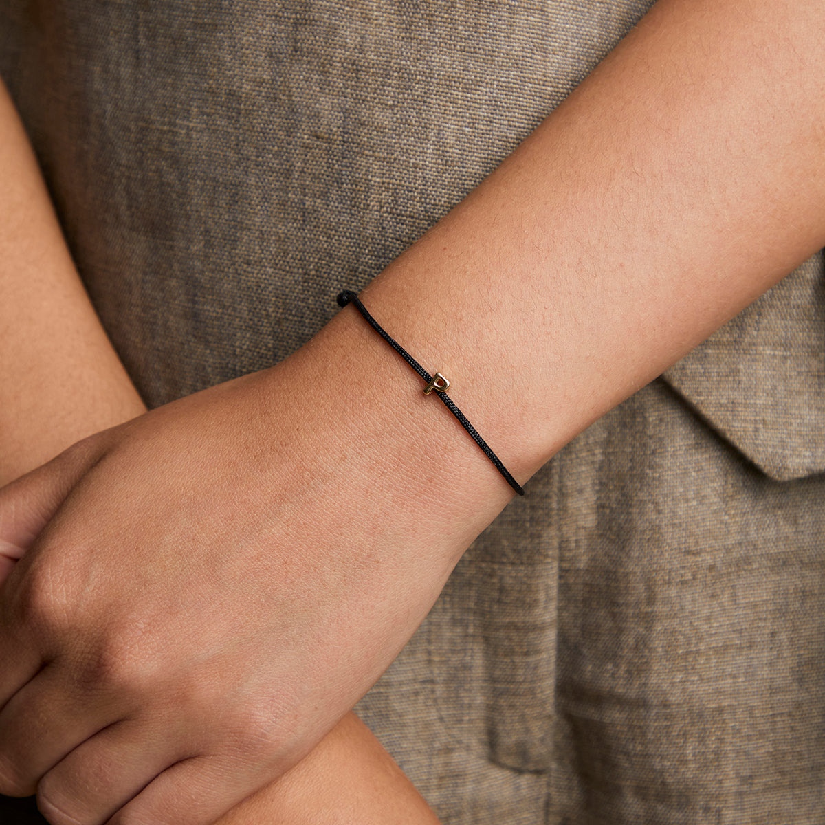 P Initial Click Charm in Solid Gold-Astrid & Miyu