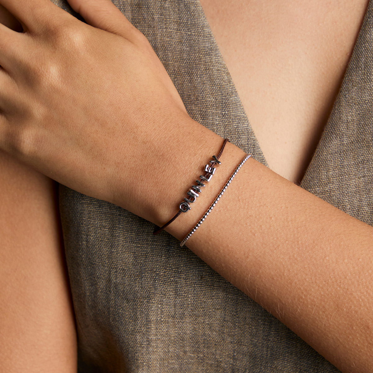 Q Initial Click Charm in Solid White Gold-Astrid & Miyu