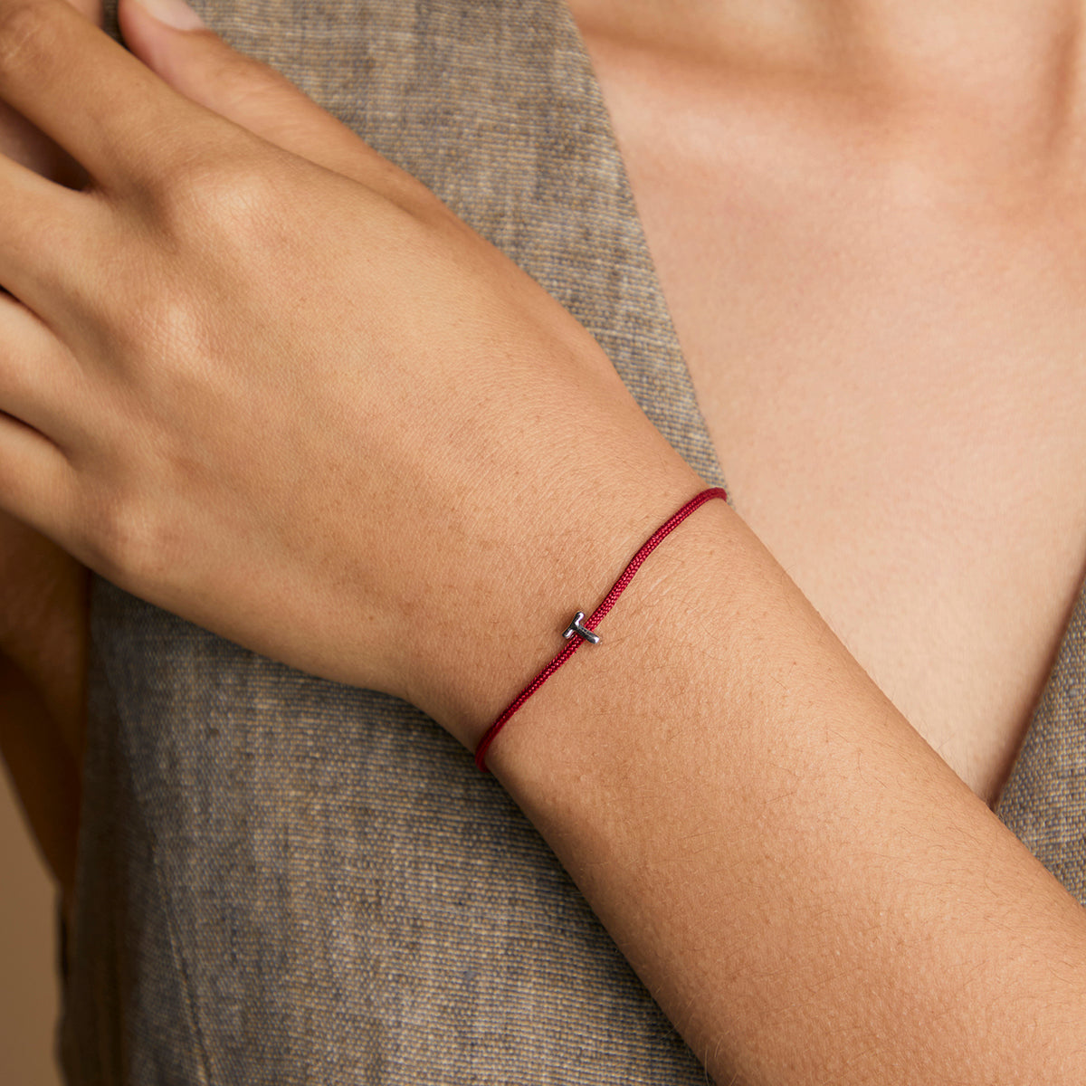 T Initial Click Charm in Solid White Gold-Astrid & Miyu