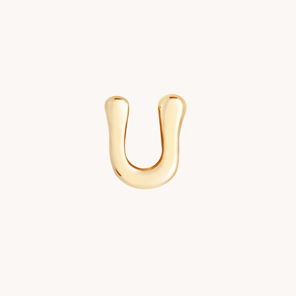 U Initial Click Charm in Solid Gold-Astrid & Miyu