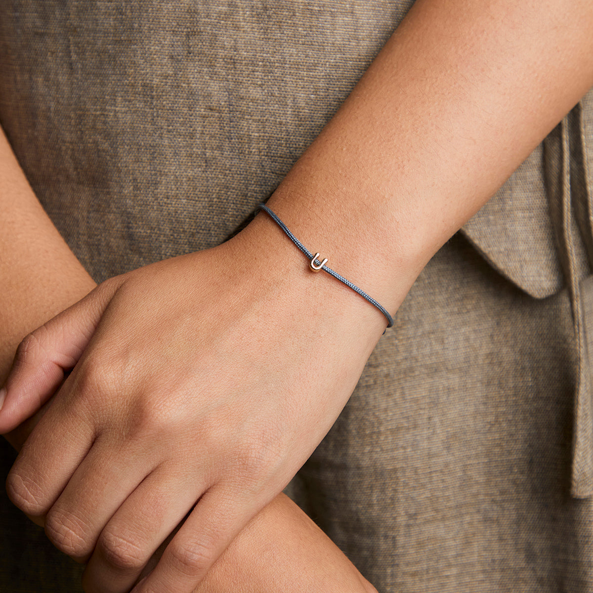 U Initial Click Charm in Solid Gold-Astrid & Miyu