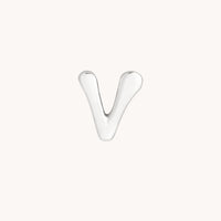 V Initial Click Charm in Solid White Gold-Astrid & Miyu