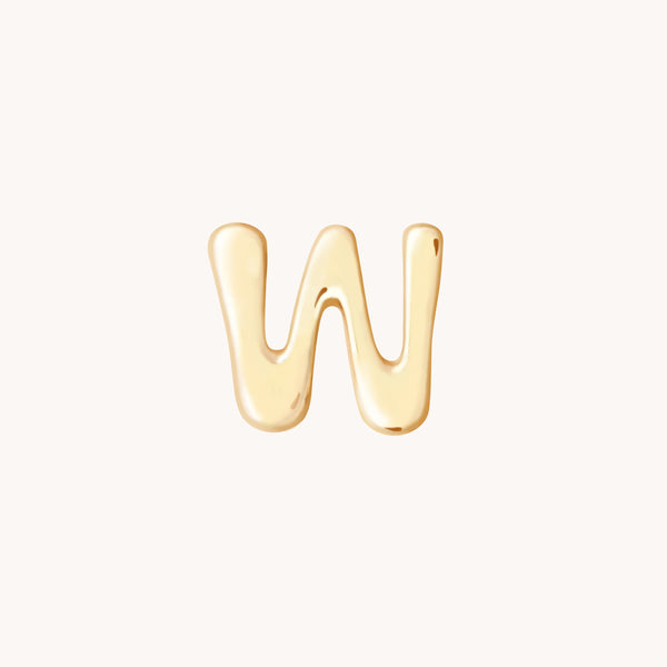 W Initial Click Charm in Solid Gold-Astrid & Miyu