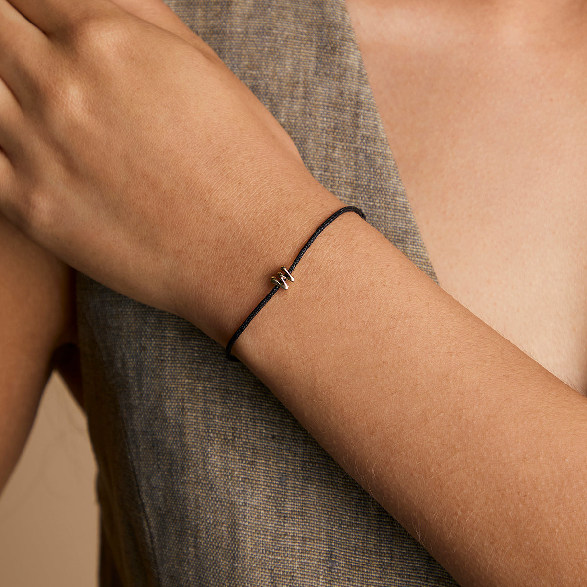 W Initial Click Charm in Solid Gold-Astrid & Miyu