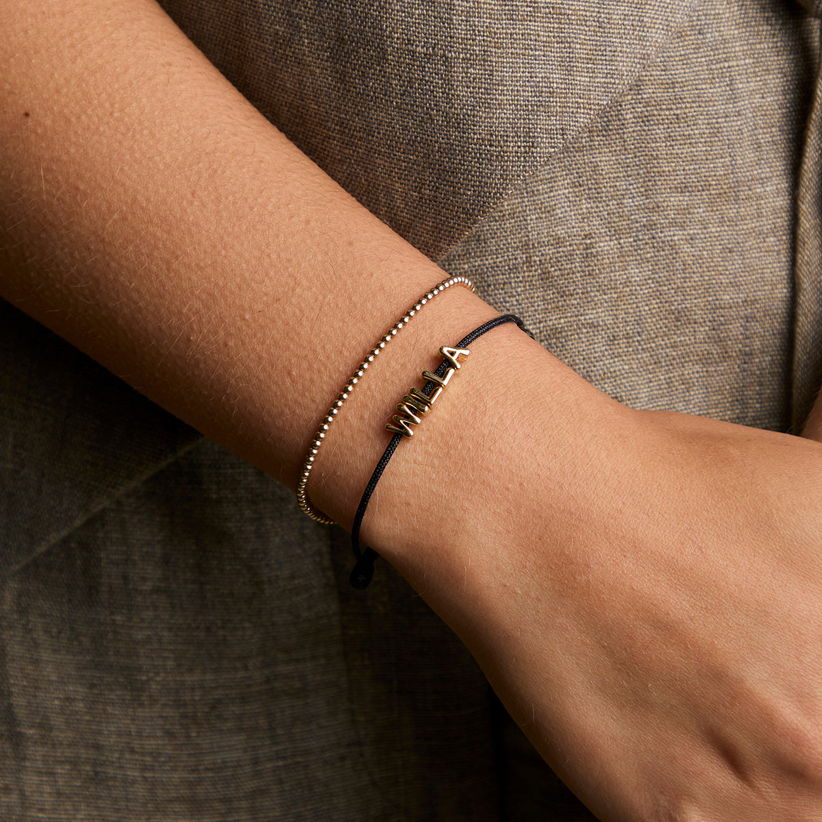 W Initial Click Charm in Solid Gold-Astrid & Miyu