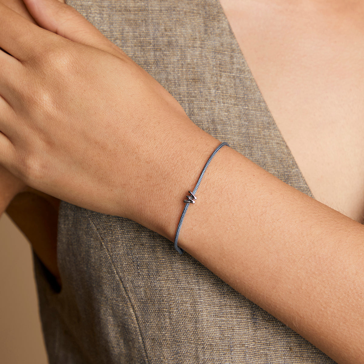 W Initial Click Charm in Solid White Gold-Astrid & Miyu