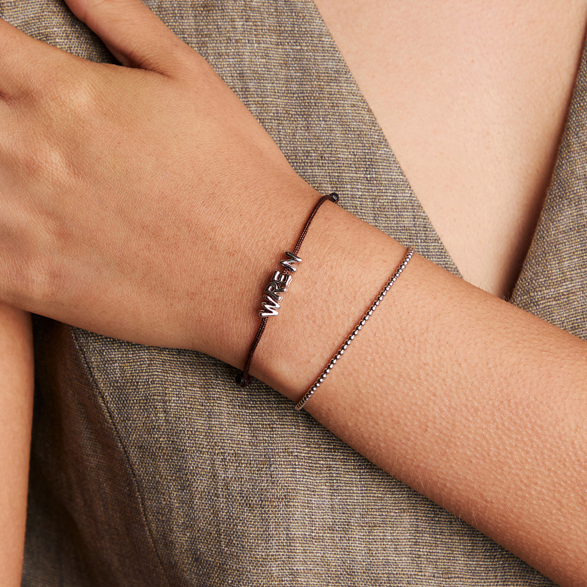 W Initial Click Charm in Solid White Gold-Astrid & Miyu