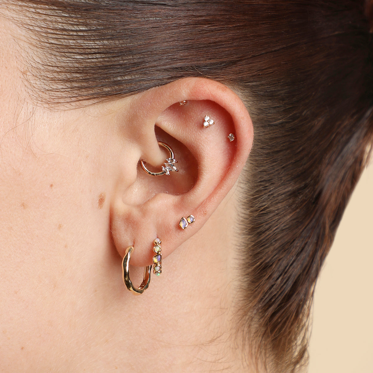 Opal Duo Studs in Solid Gold-Astrid & Miyu