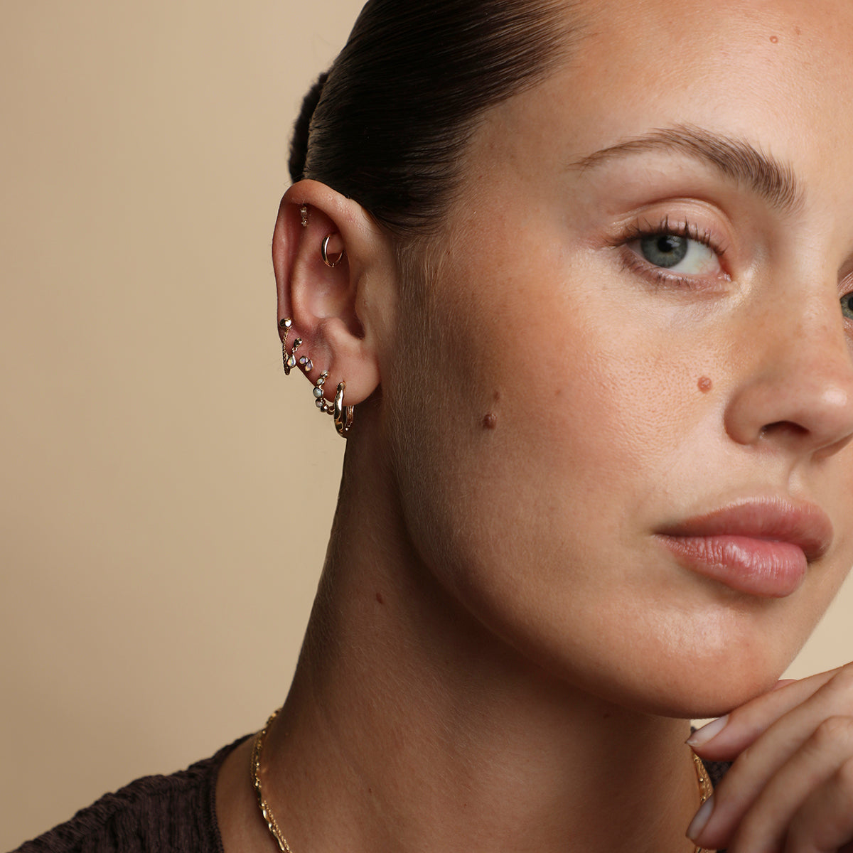 Opal Duo Studs in Solid Gold-Astrid & Miyu