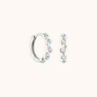 Opal Pear Bezel Huggies in Solid White Gold-Astrid & Miyu