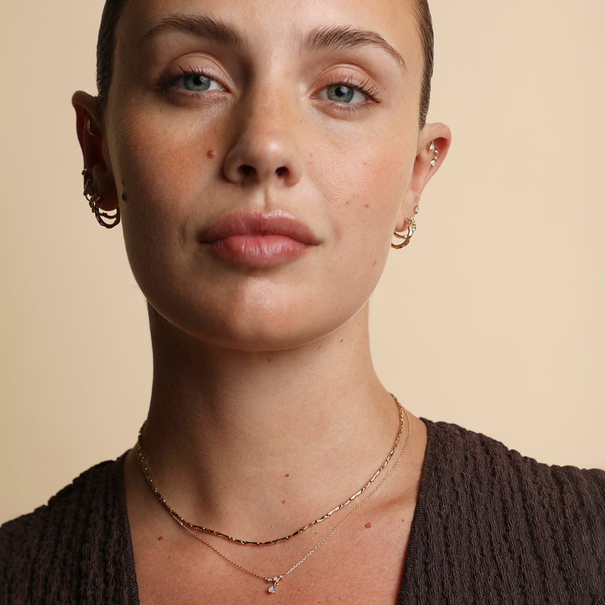 Opal Cluster Pendant in Solid Gold-Astrid & Miyu
