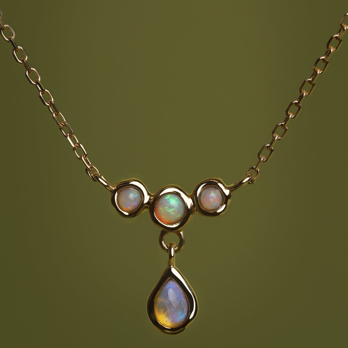 Opal Cluster Pendant in Solid Gold-Astrid & Miyu
