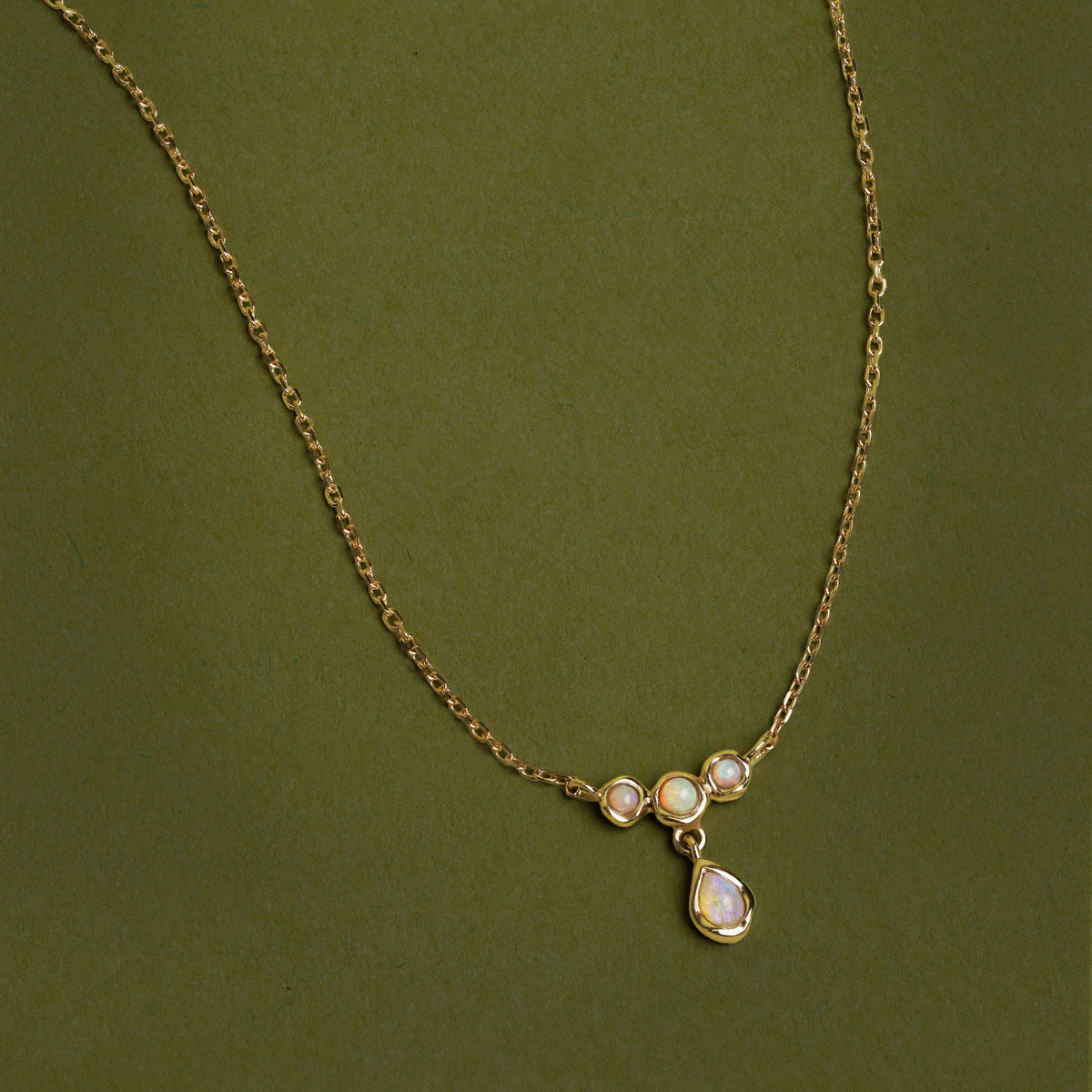 Opal Cluster Pendant in Solid Gold-Astrid & Miyu