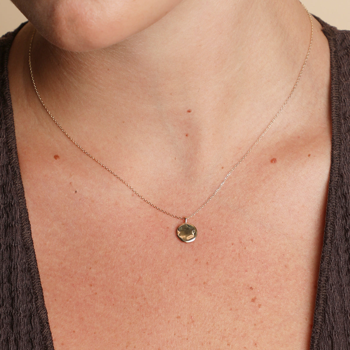 Molten Coin Pendant in Solid Gold-Astrid & Miyu