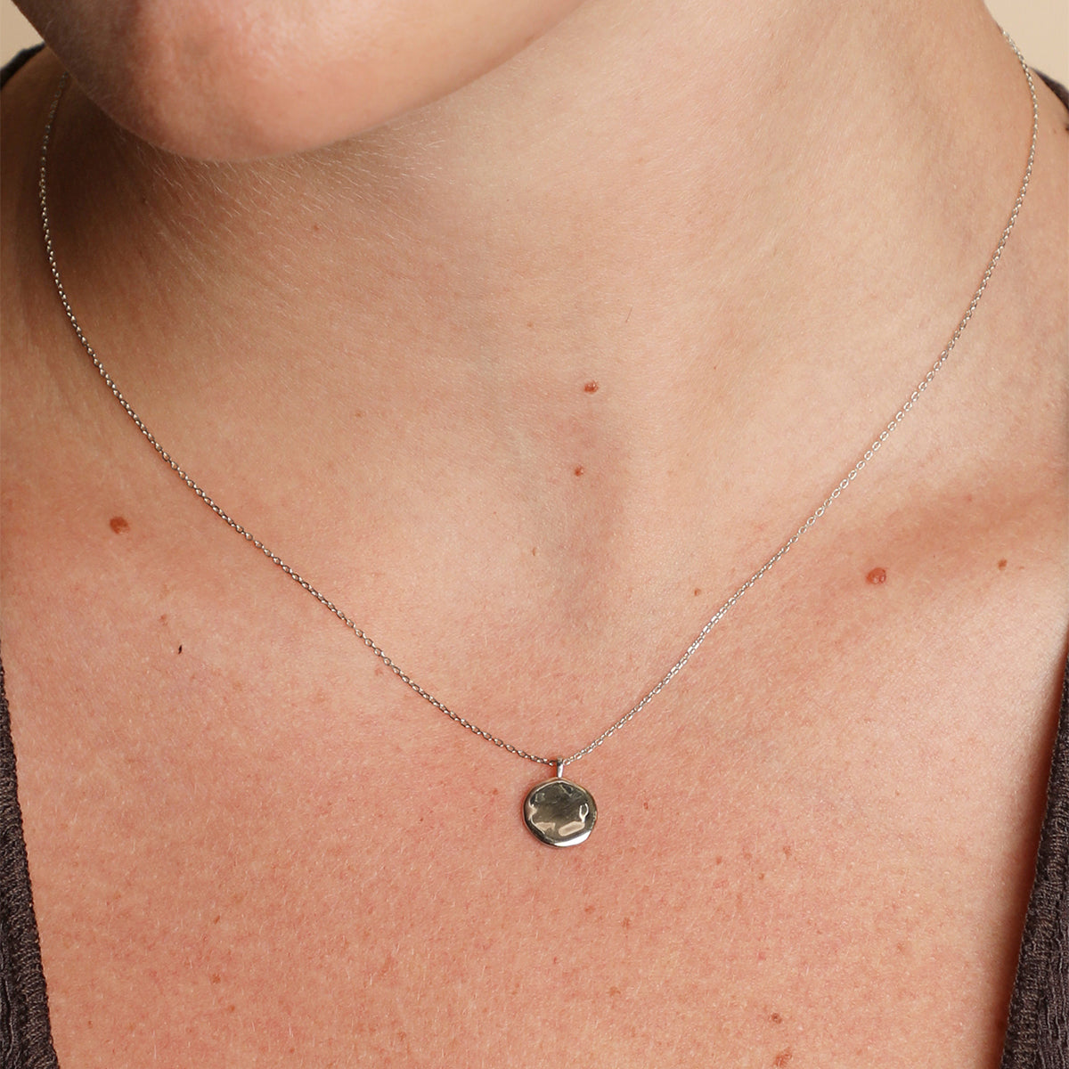 Molten Coin Pendant in Solid White Gold-Astrid & Miyu