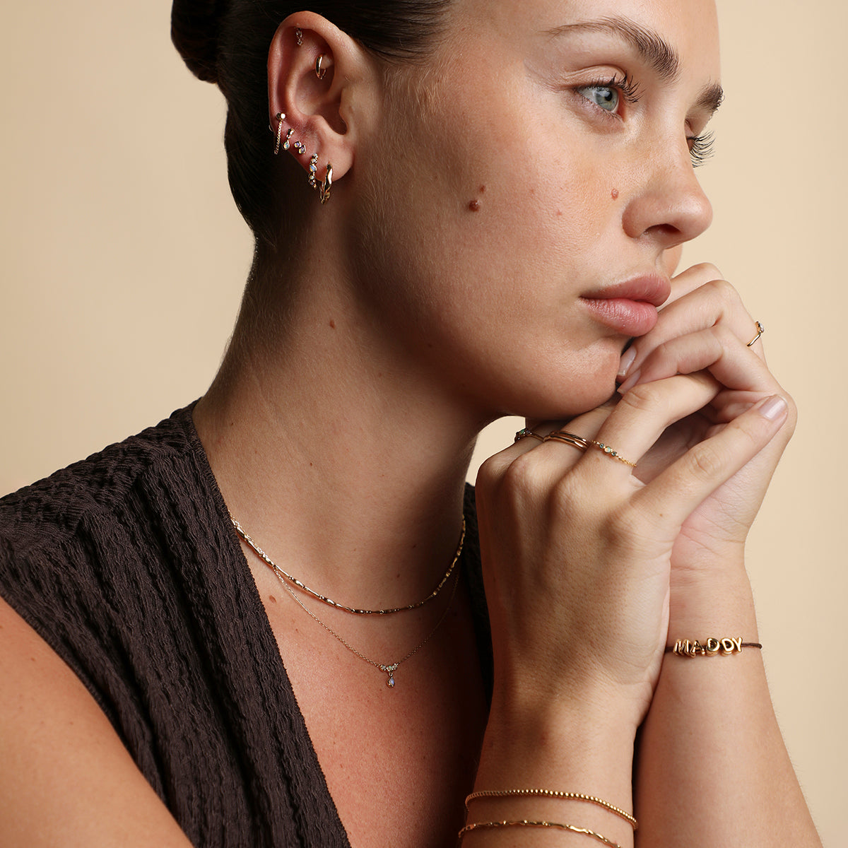Molten Bar Chain Necklace in Solid Gold-Astrid & Miyu