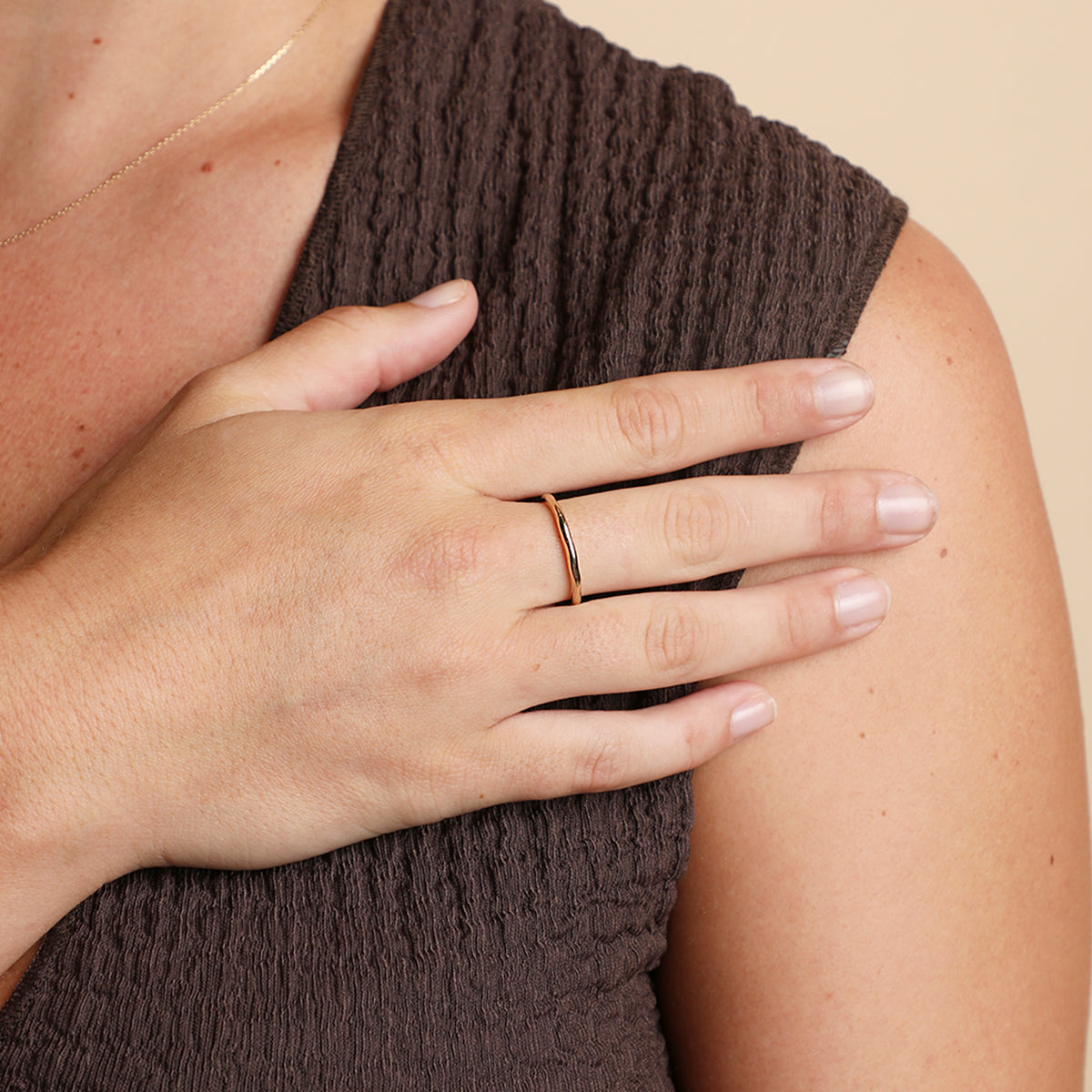 Molten Band Ring in Solid Gold-Astrid & Miyu