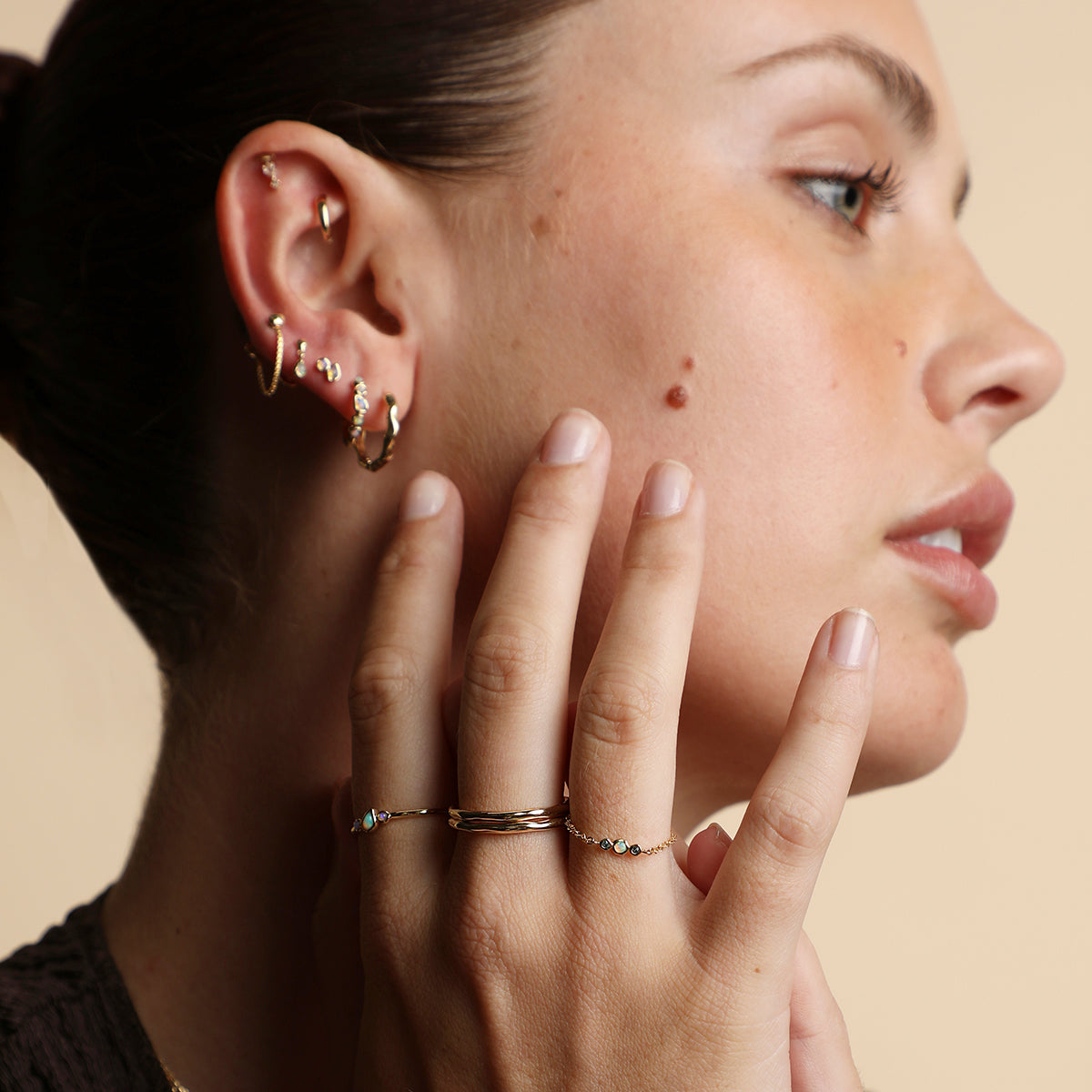 Molten Band Ring in Solid Gold-Astrid & Miyu