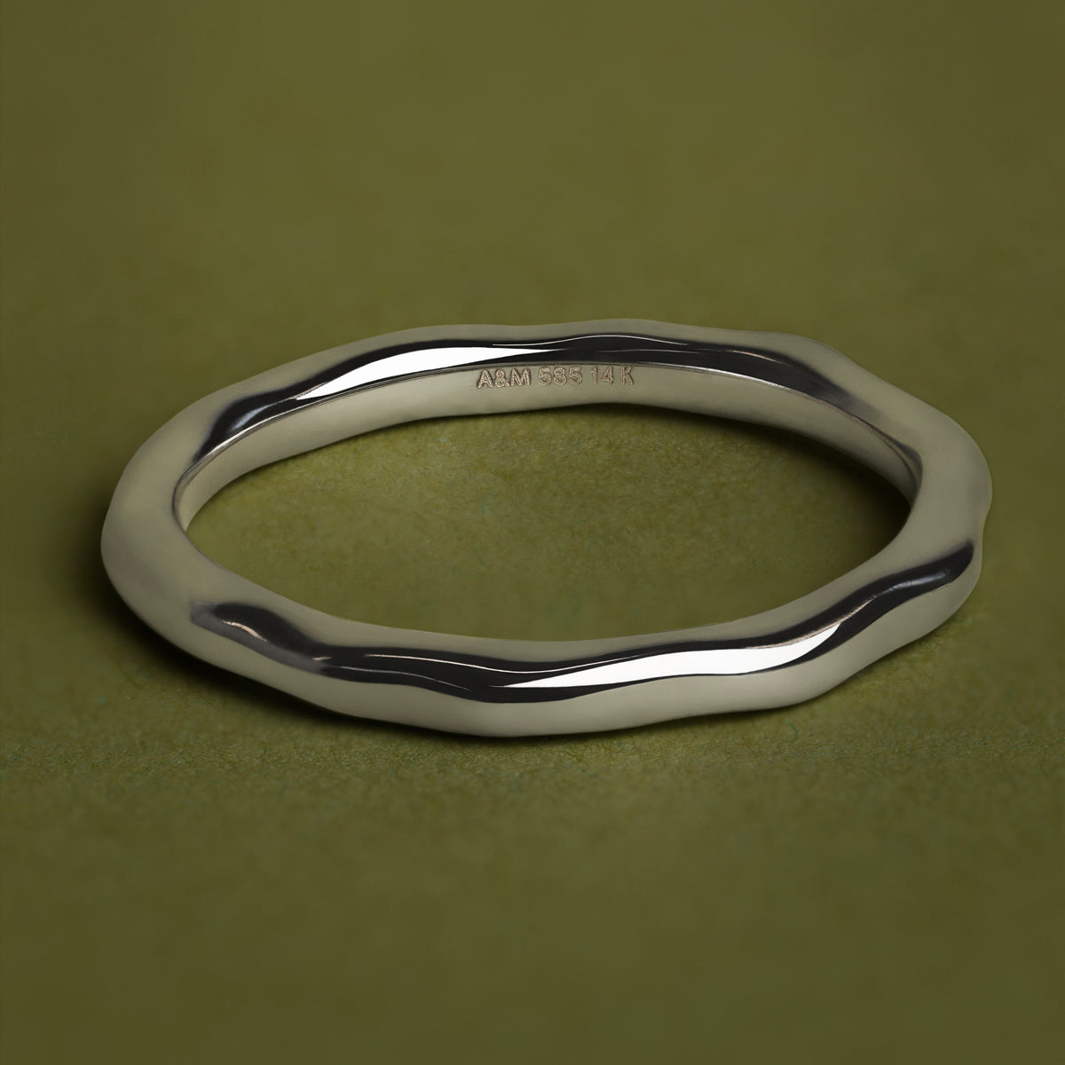 Molten Band Ring in Solid White Gold-Astrid & Miyu