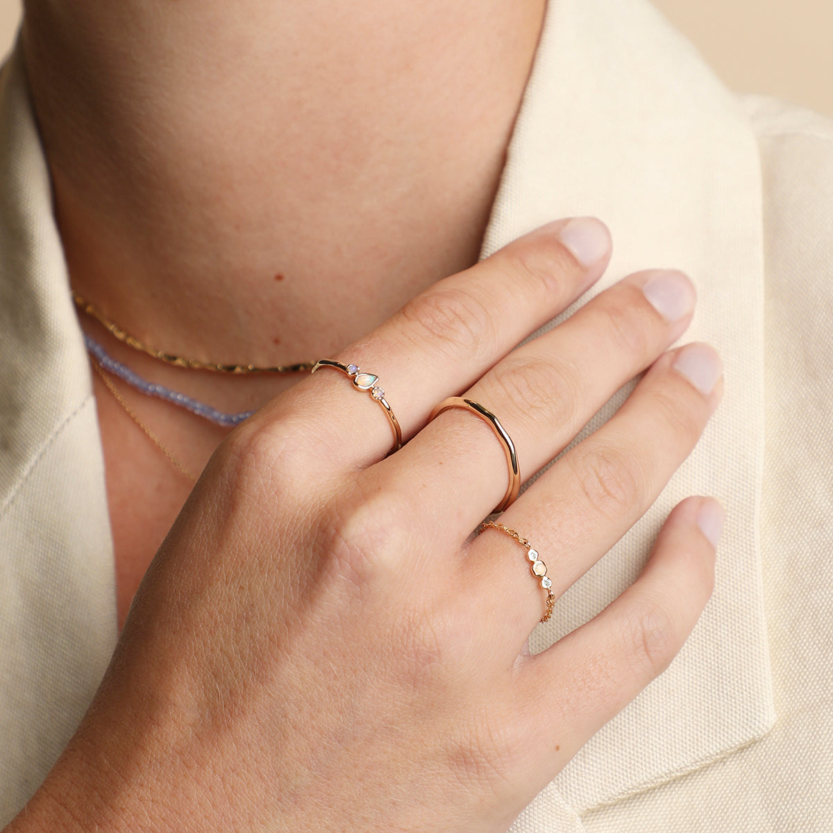 Molten Opal Cluster Ring in Solid Gold-Astrid & Miyu