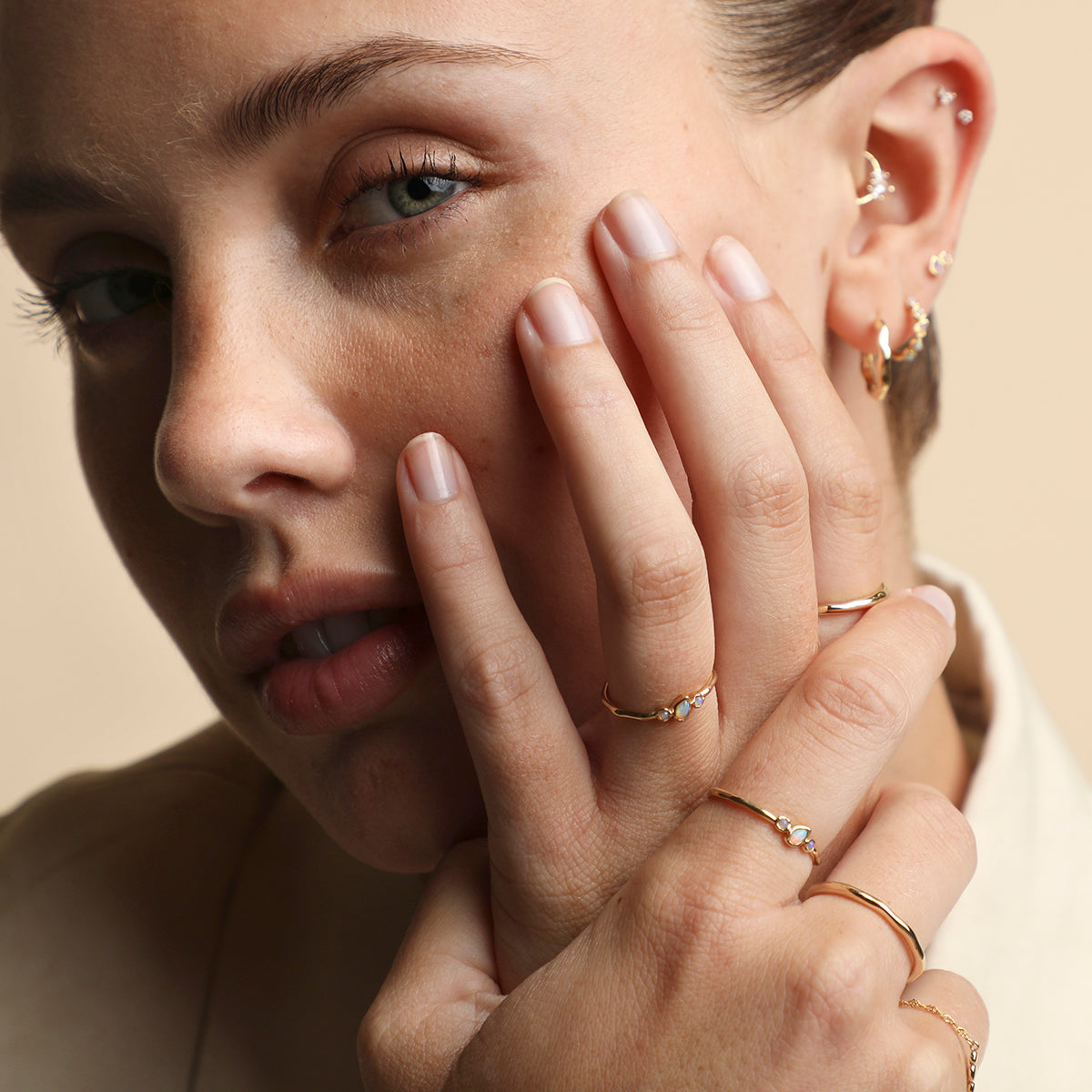 Molten Opal Cluster Ring in Solid Gold-Astrid & Miyu
