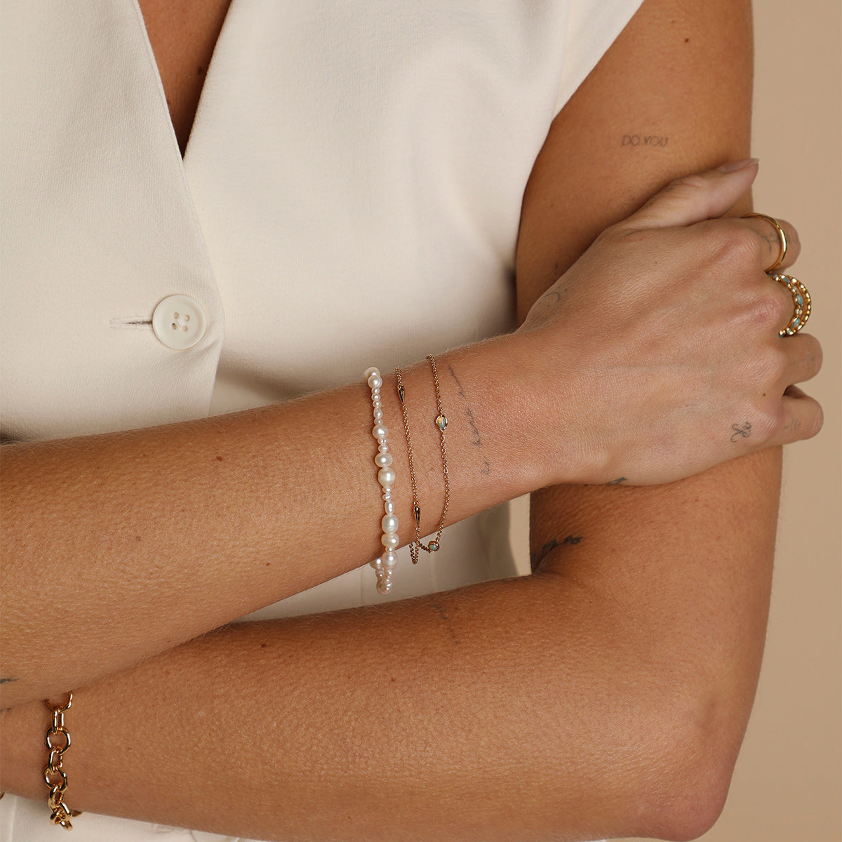 Opal Charm Double Bracelet in Gold-Astrid & Miyu