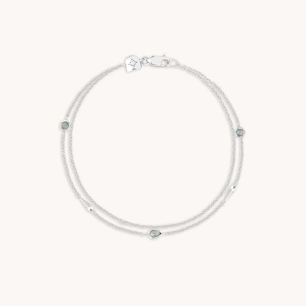Opal Charm Double Bracelet in Silver-Astrid & Miyu