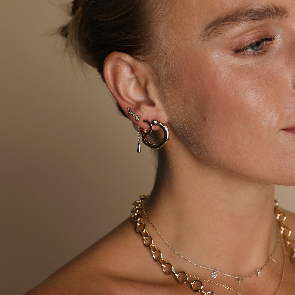 Molten Orbit Large Hoops in Gold-Astrid & Miyu