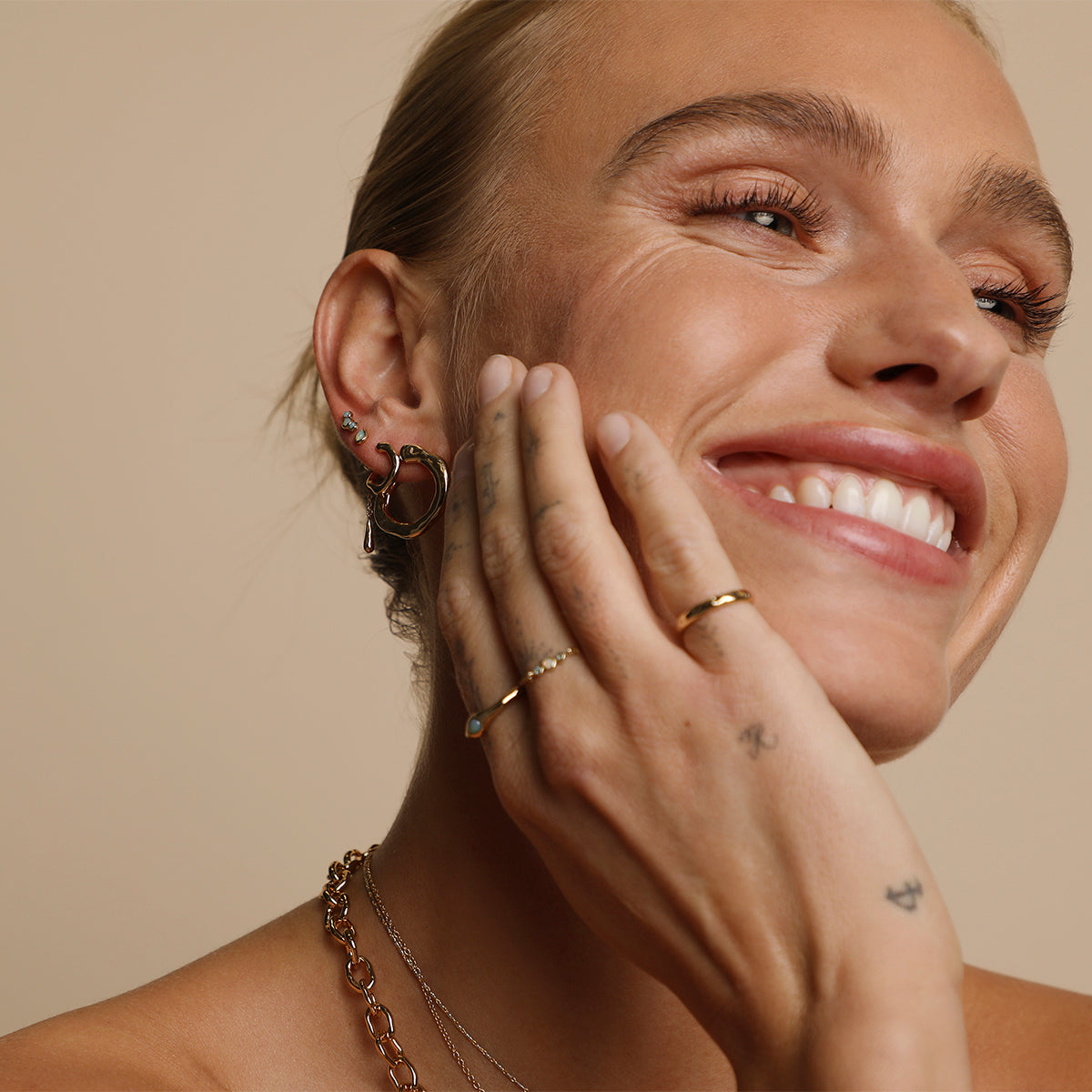 Molten Orbit Large Hoops in Gold-Astrid & Miyu