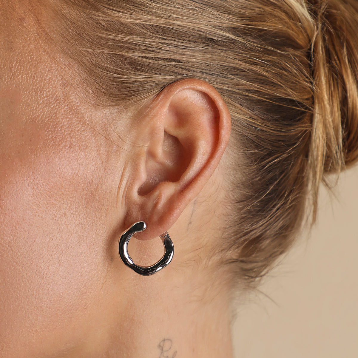 Molten Orbit Large Hoops in Silver-Astrid & Miyu