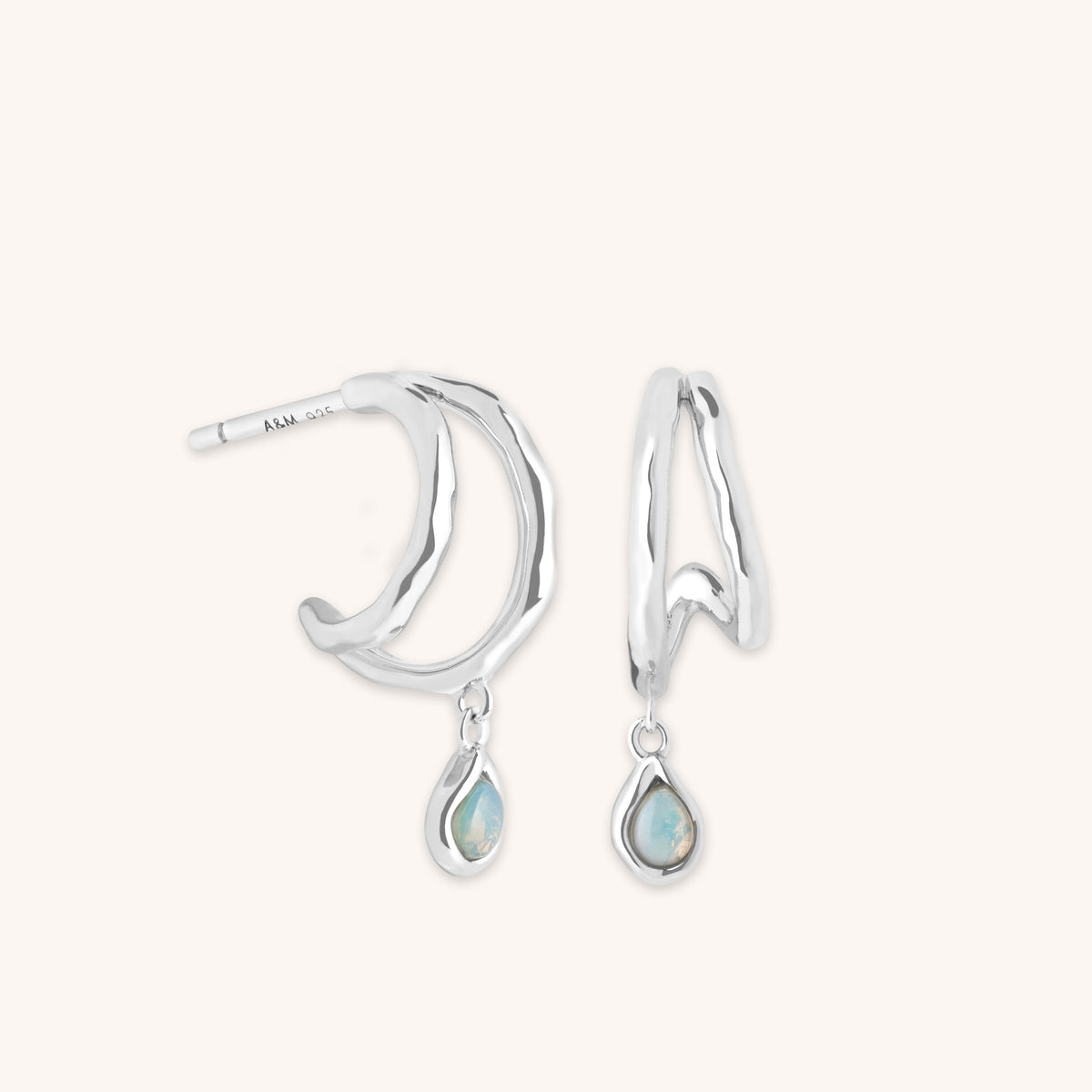 Illusion Opal Charm Huggies in Silver-Astrid & Miyu
