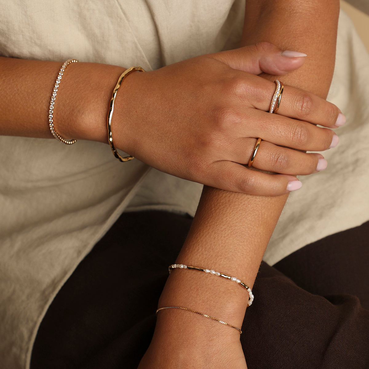 Molten Bangle in Gold-Astrid & Miyu