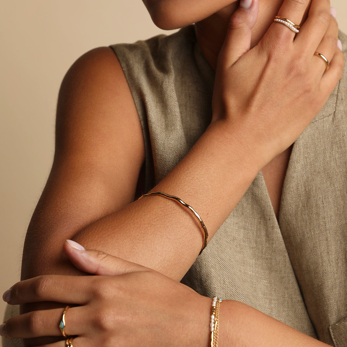 Molten Bangle in Gold-Astrid & Miyu