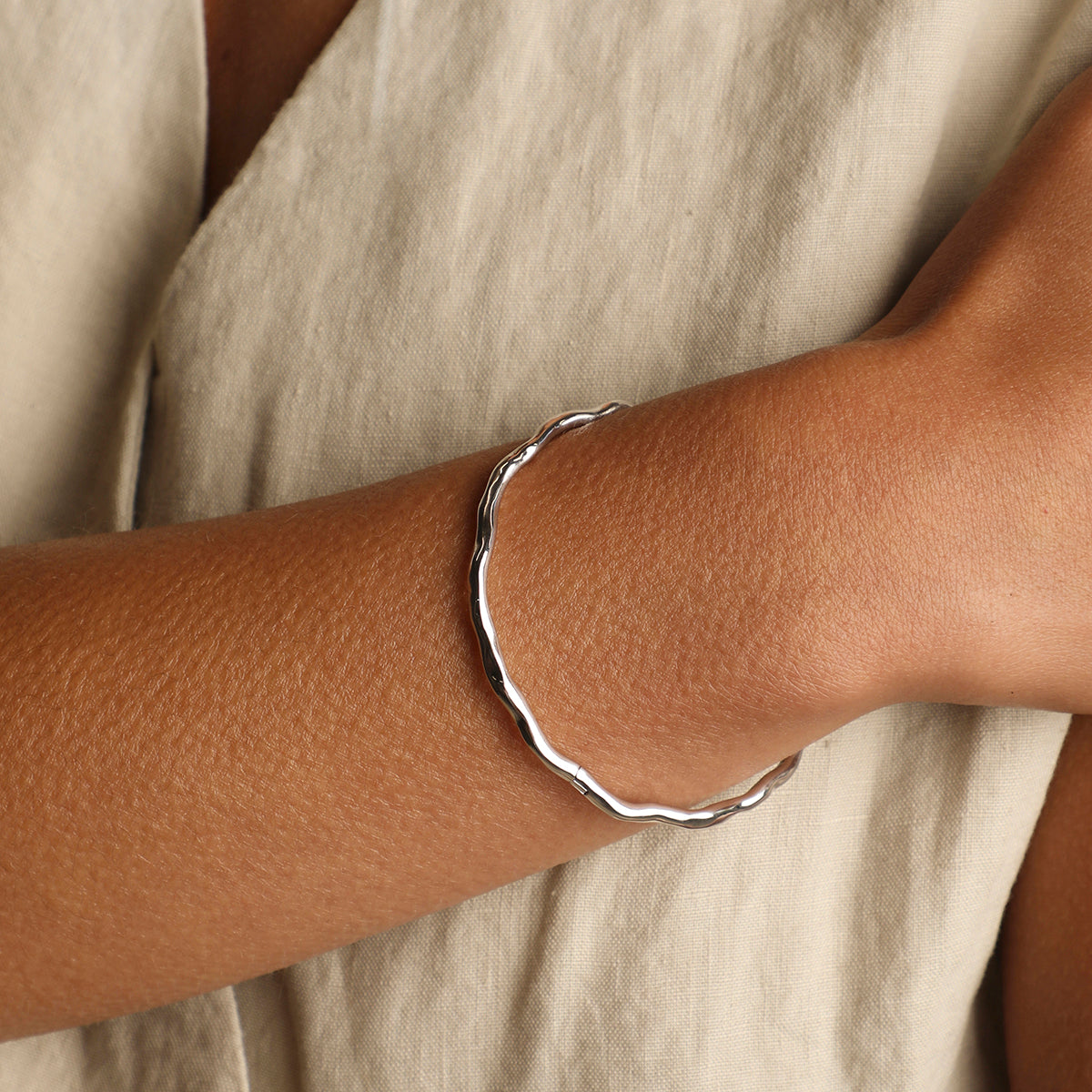 Molten Bangle in Silver-Astrid & Miyu