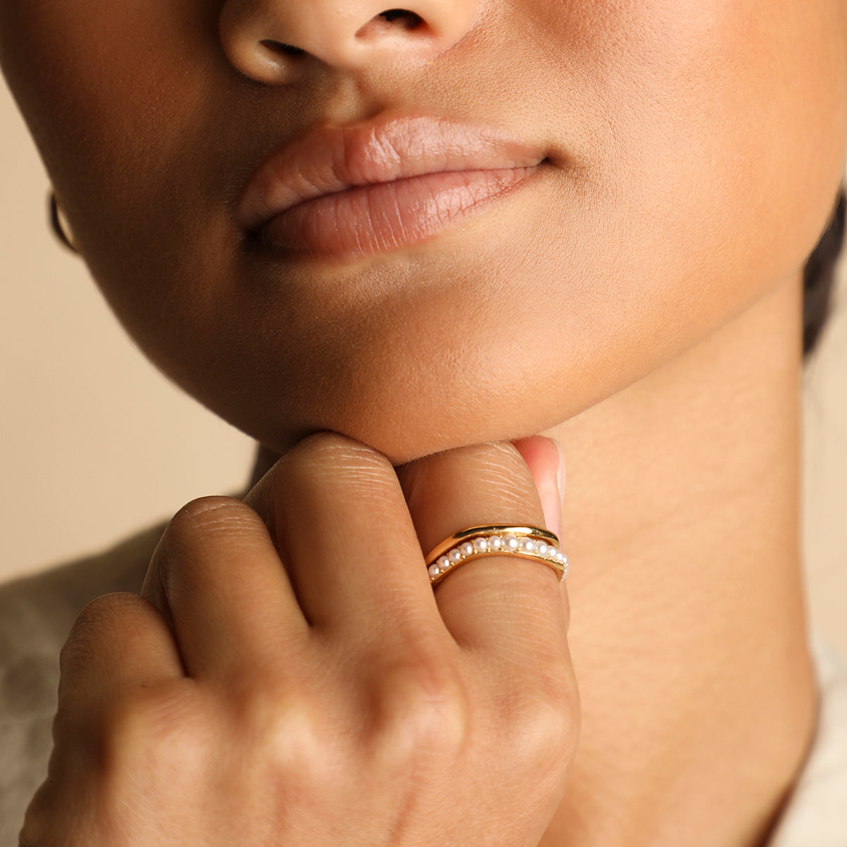 Molten Illusion Pearl Ring in Gold-Astrid & Miyu
