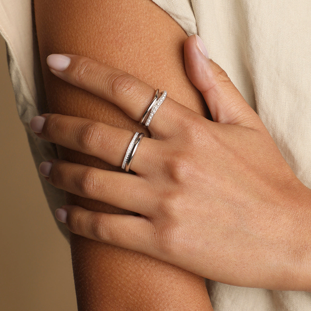 Molten Illusion Pearl Ring in Silver-Astrid & Miyu
