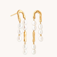 Molten Pearl Drop Studs in Gold-Astrid & Miyu