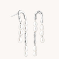 Molten Pearl Drop Studs in Silver-Astrid & Miyu