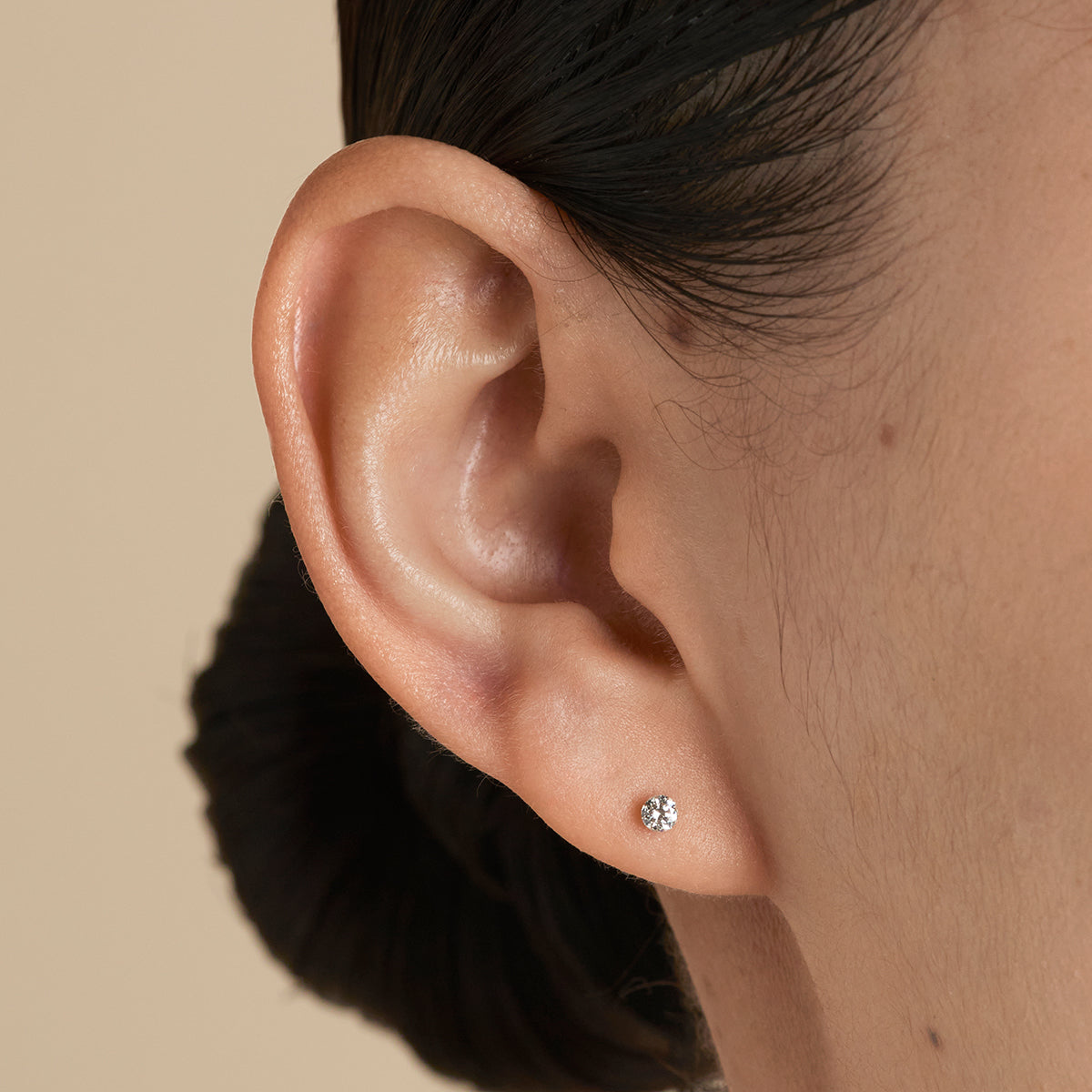 Floating Diamond Large Piercing Stud in Solid Gold-Astrid & Miyu