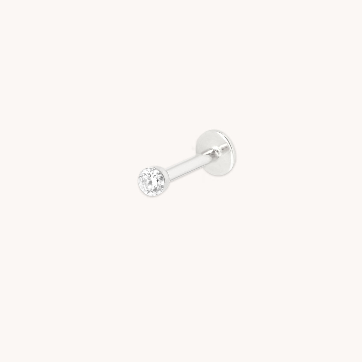 Floating Diamond Small Piercing Stud in Solid White Gold-Astrid & Miyu