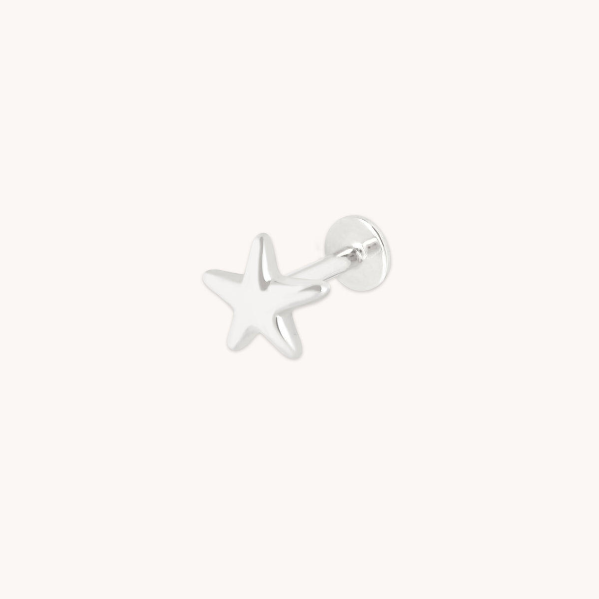 Star Large Piercing Stud in Solid White Gold-Astrid & Miyu